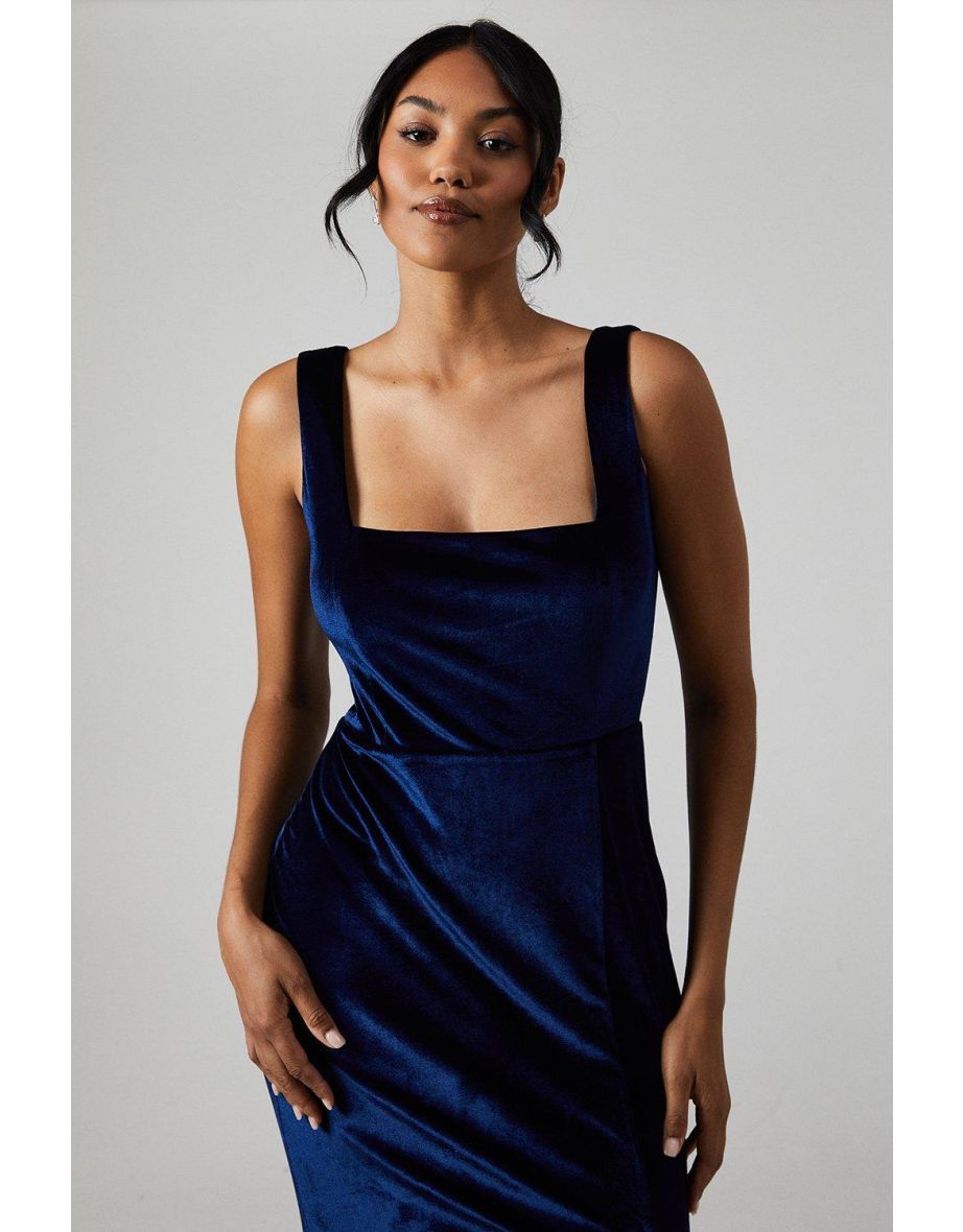 Debut London by Coast Square Neck Velvet Bridesmaids Maxi Dress - 3