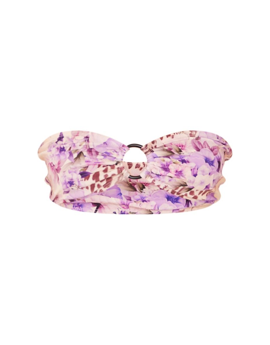 Purple Leopard Print Bandeau O Ring Top - 3
