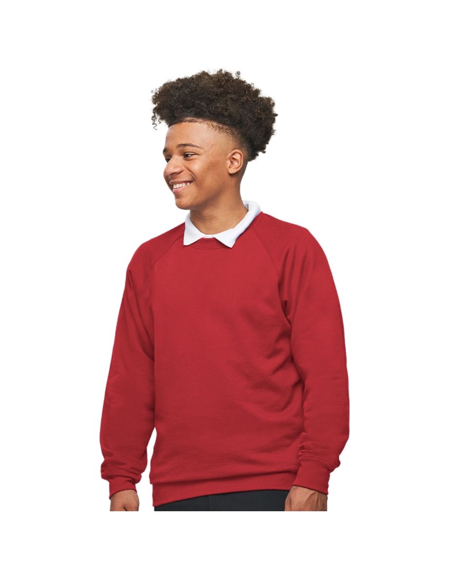 AWDis Academy Mens Crew Neck Raglan Sweatshirt - Red - 1