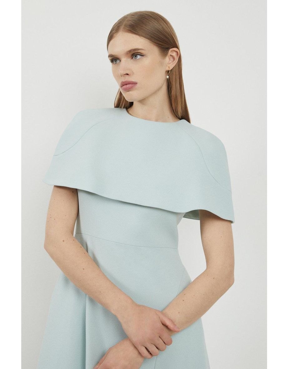 Shop Lydia Millen Structured Crepe Cape Sleeve Full Skirt