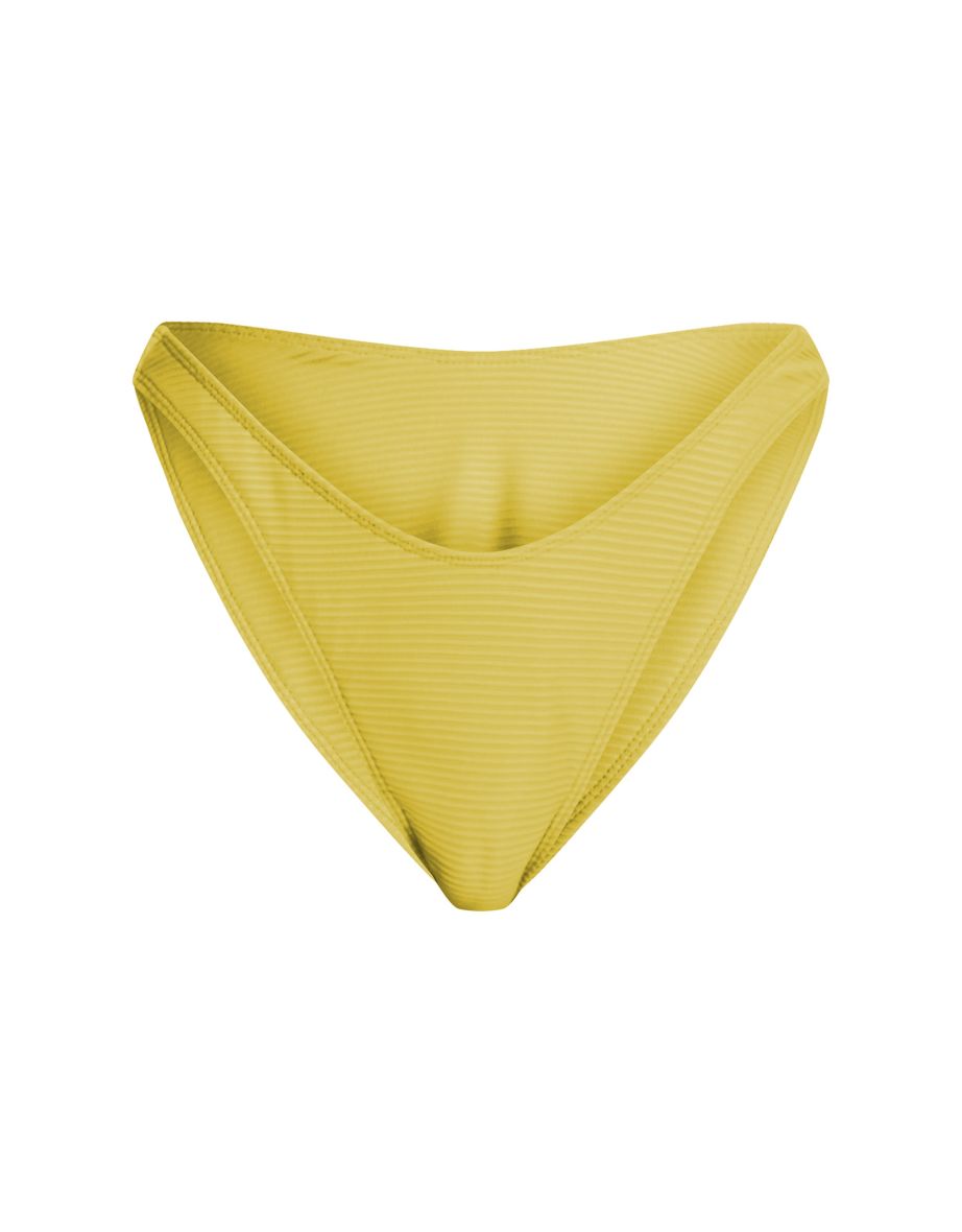 Lime Ribbed Thong Bikini Bottoms - 3