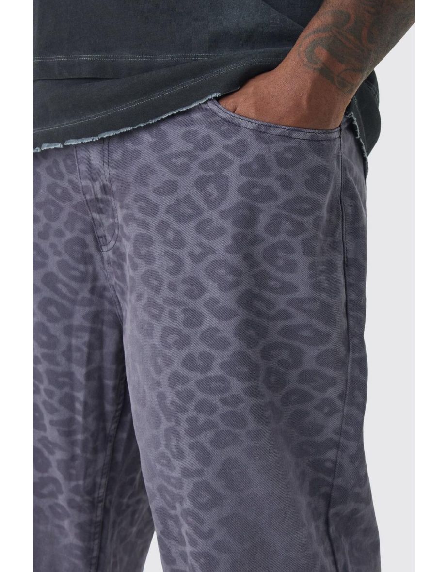 Plus Washed Leopard Relaxed Fit Jeans - 2