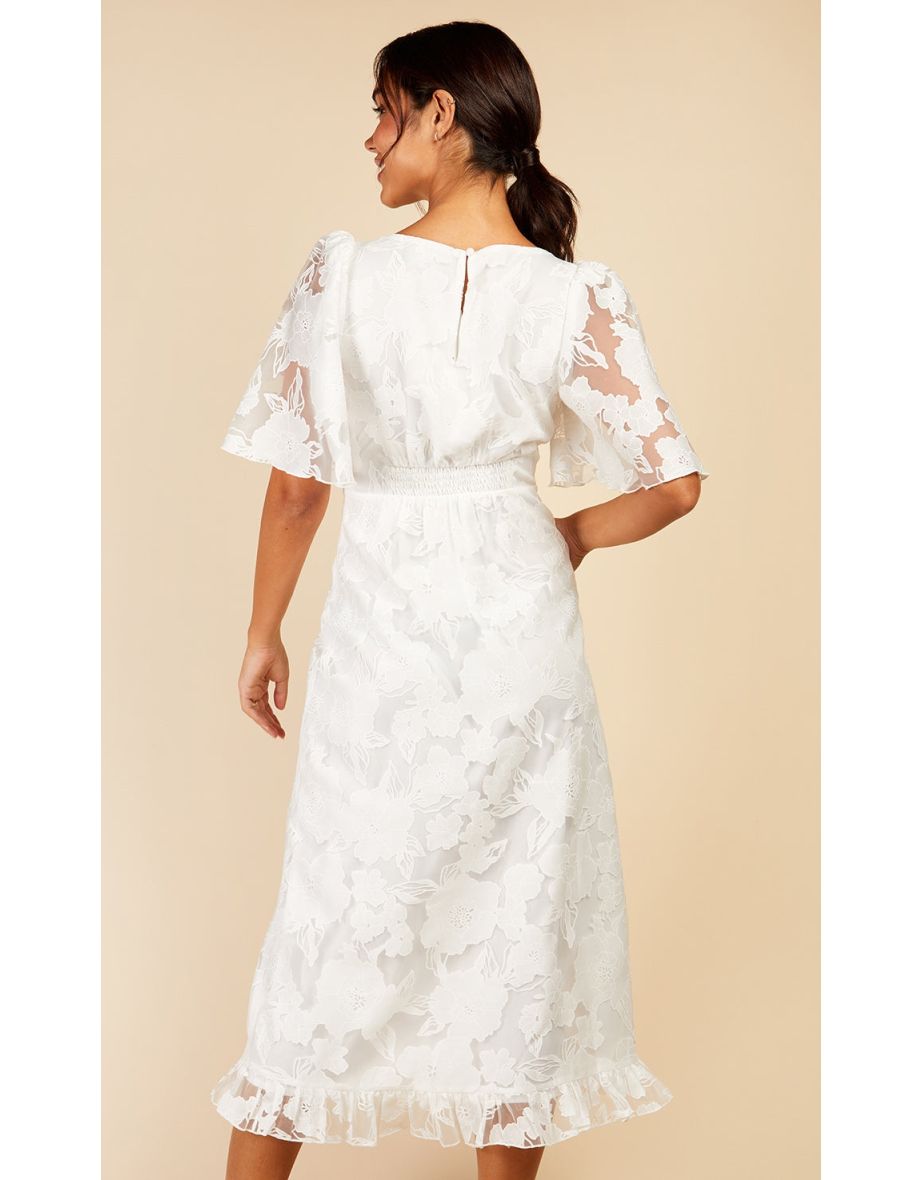 White Floral Organza Midaxi Dress - 3