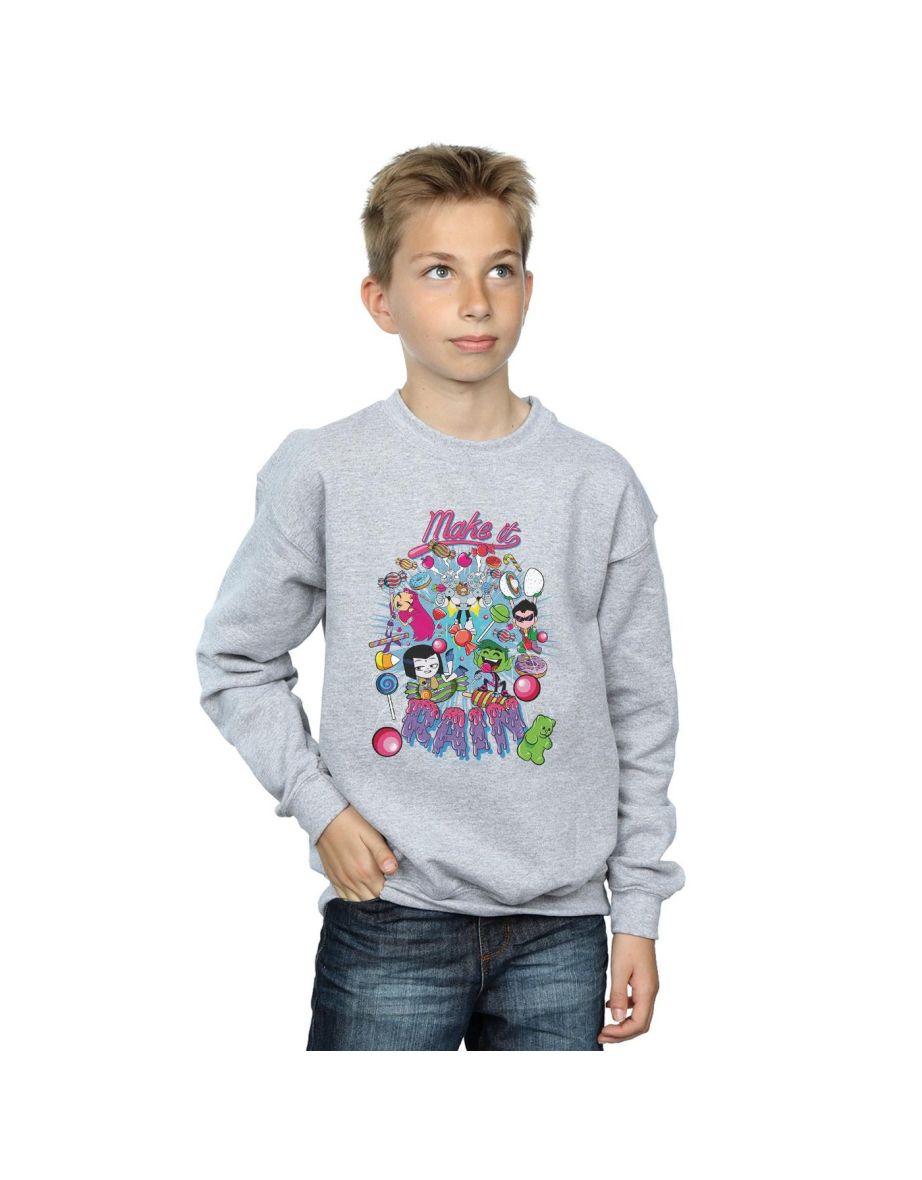DC Comics Boys Teen Titans Go Make It Rain Sweatshirt - Sports Grey