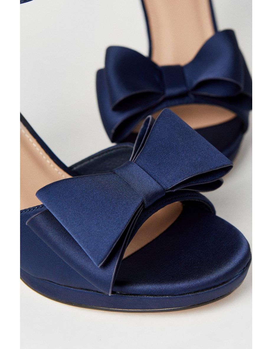 Talia Satin Structured Bow High Heel Platform Sandals - 3