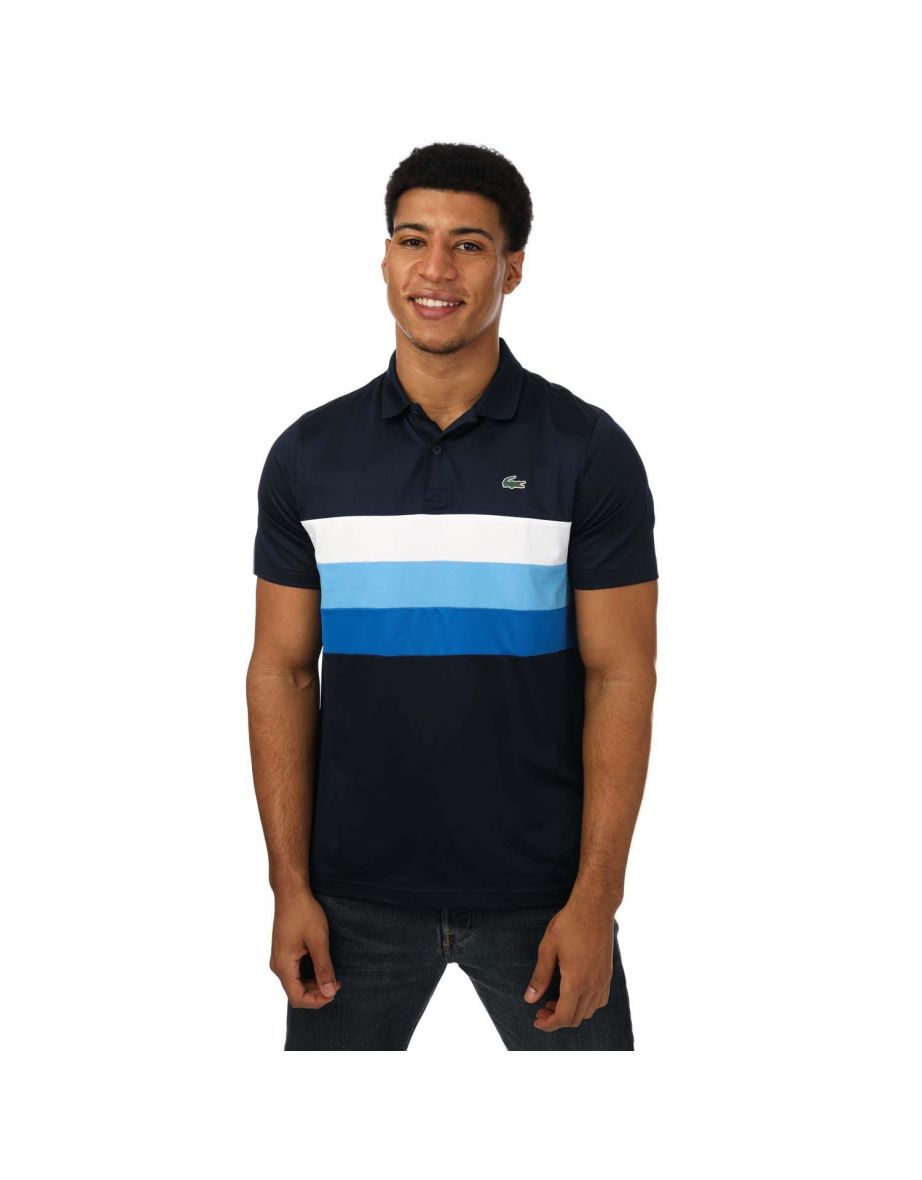 Lacoste blue striped polo hotsell