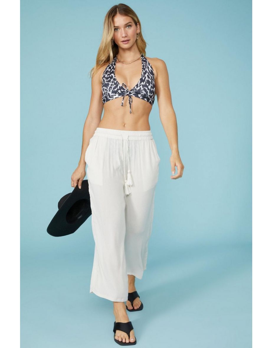 Crinkle Crop Trouser - stone