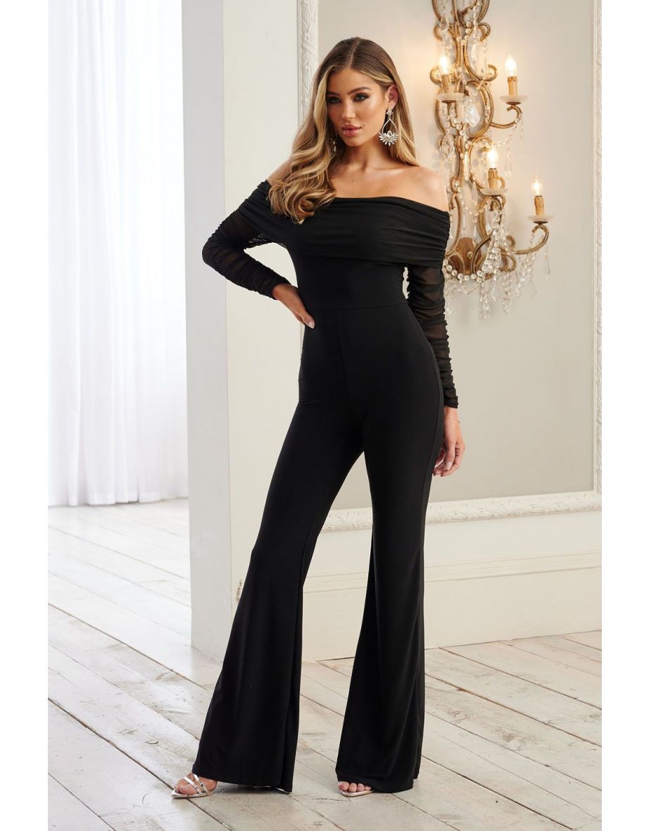 mesh bardot jumpsuit