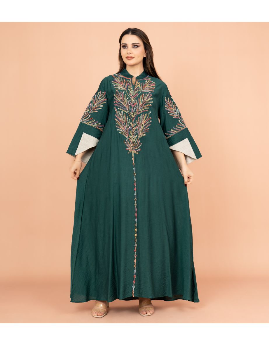 Crystal-Embellished Embroidered Jalabiya