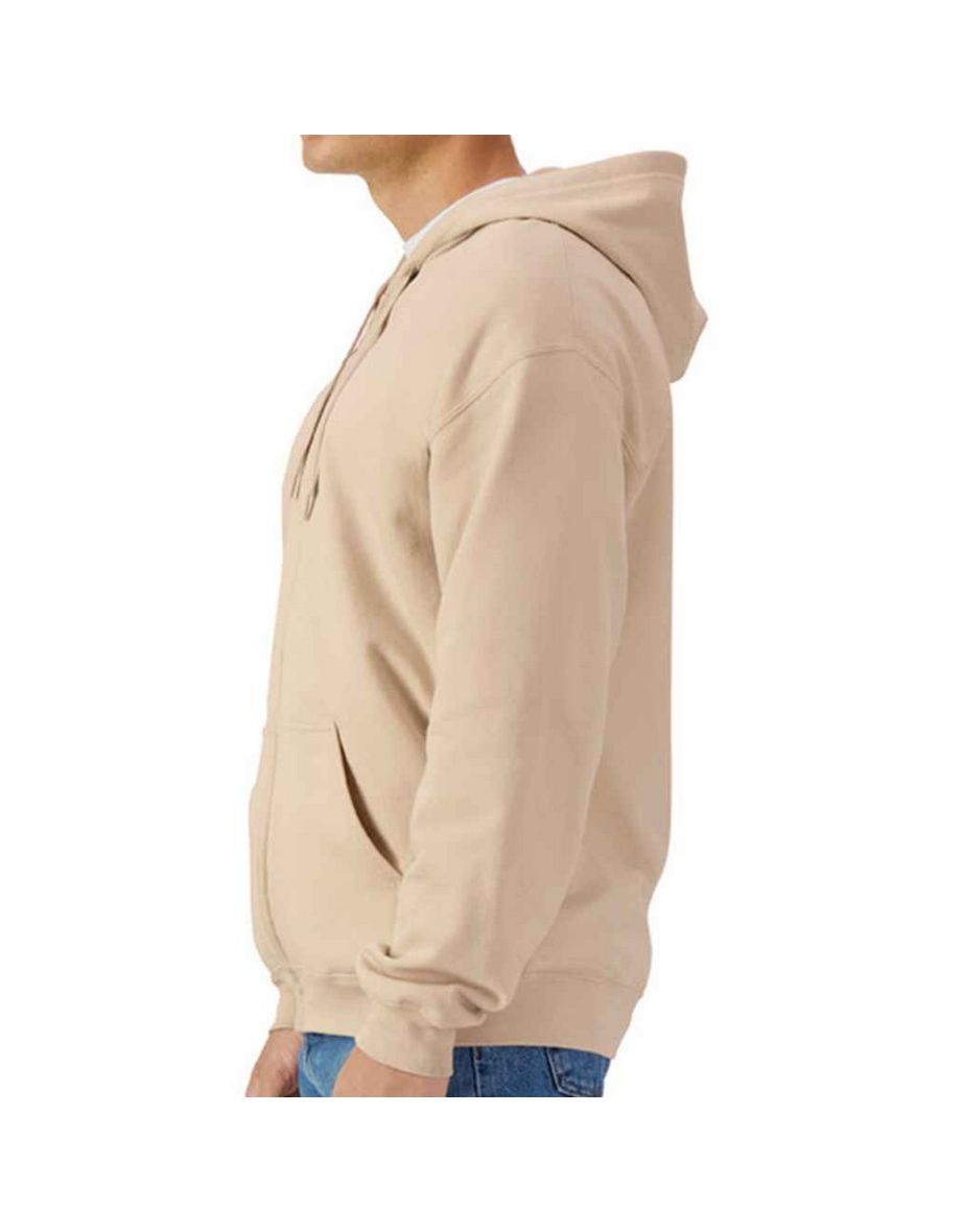 Gildan Mens Midweight Soft Touch Full Zip Hoodie - Sand - 2