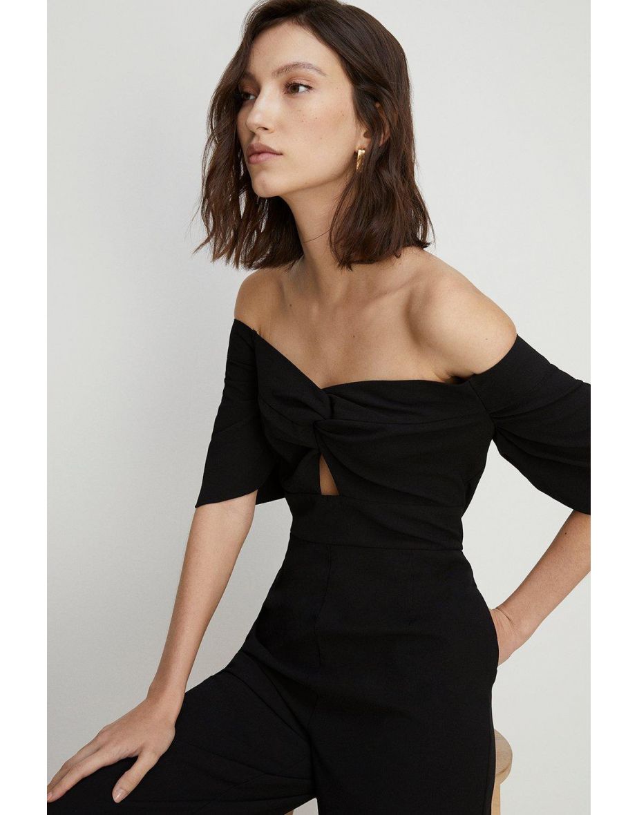 Dresses, Twist Front Bardot Crepe Midi Dress