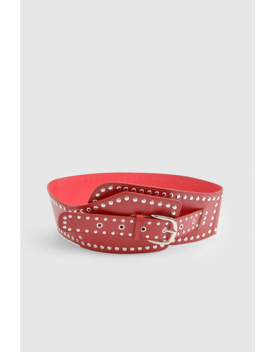 Cherry Red Studded Sash Belt
