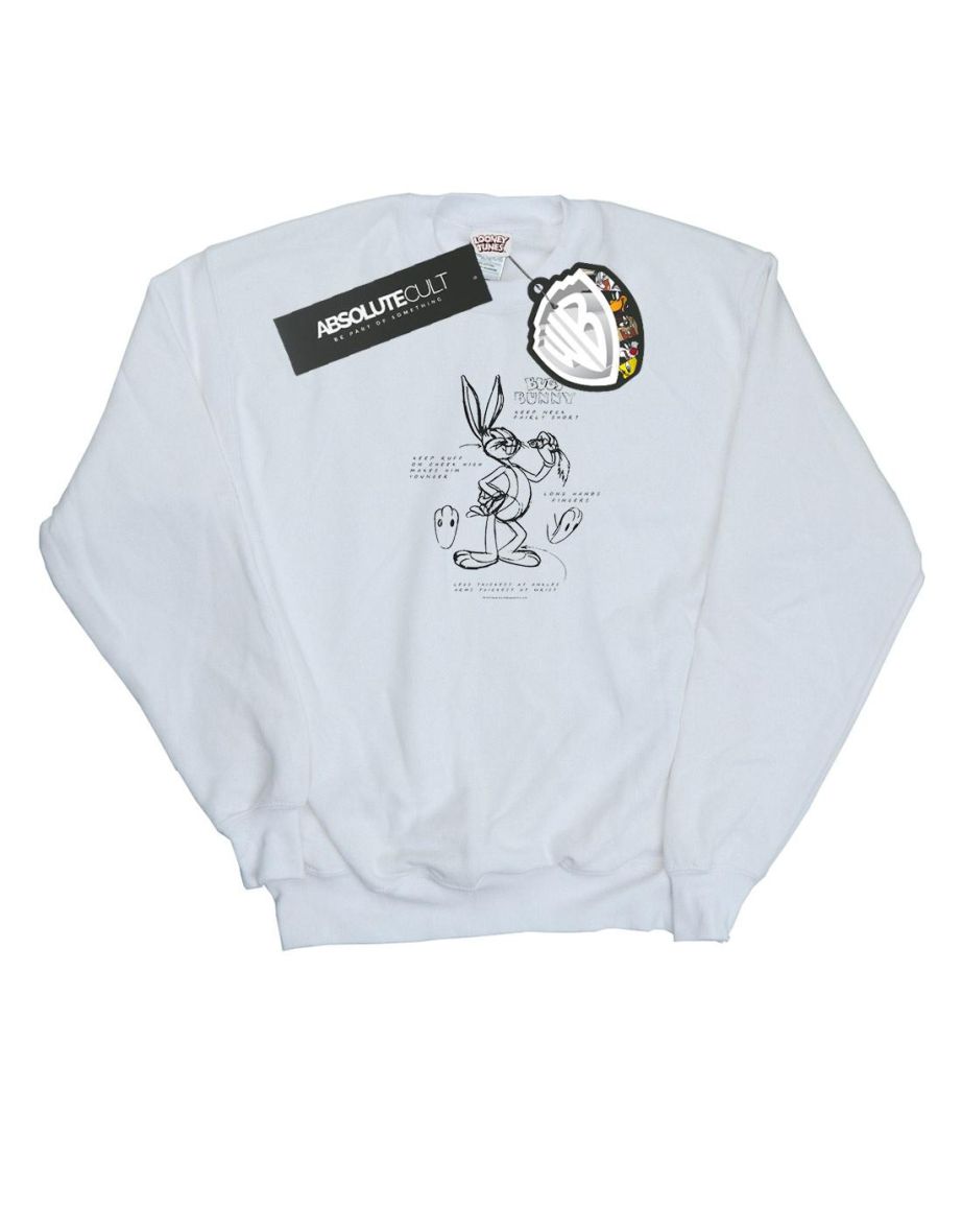 Looney Tunes Girls Bugs Bunny Drawing Instruction Sweatshirt - White