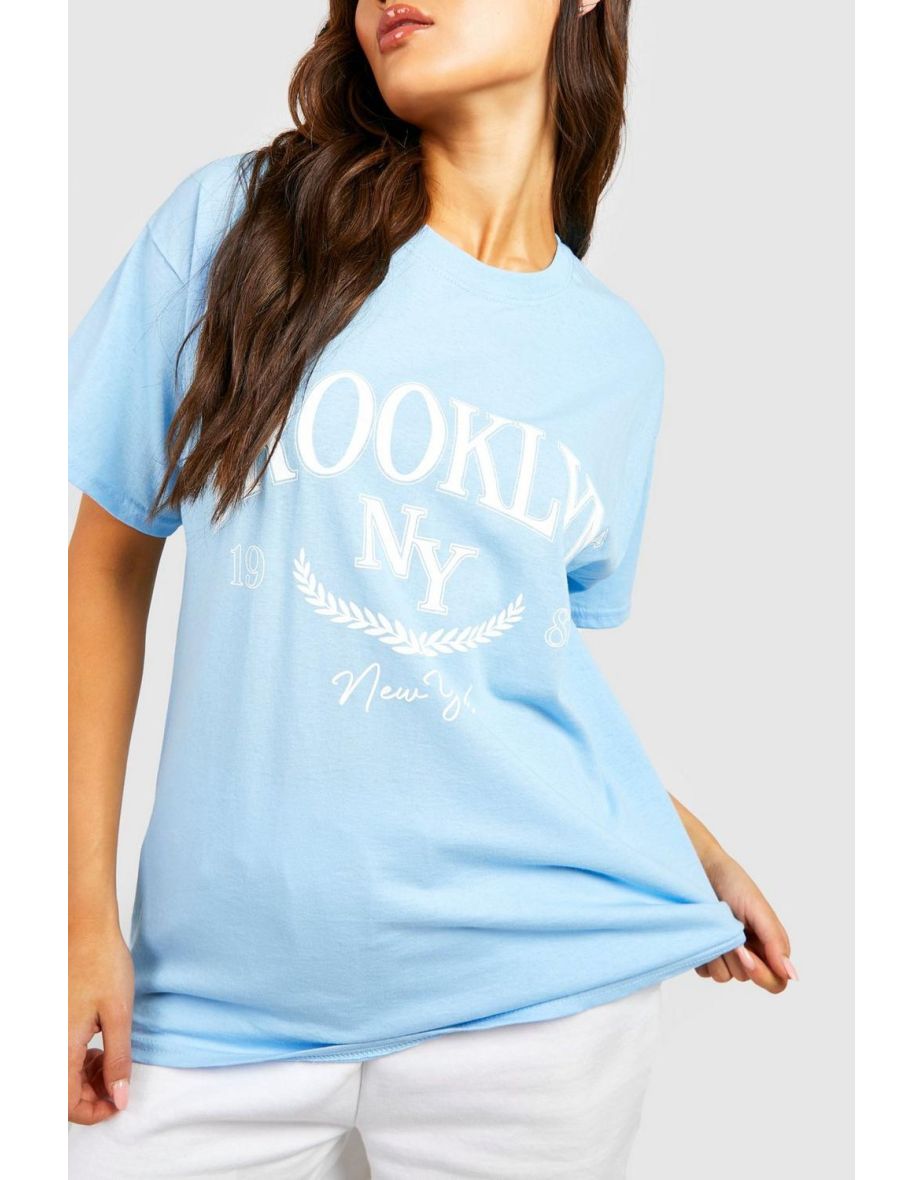 Brooklyn Printed Oversized T-shirt - light blue - 3