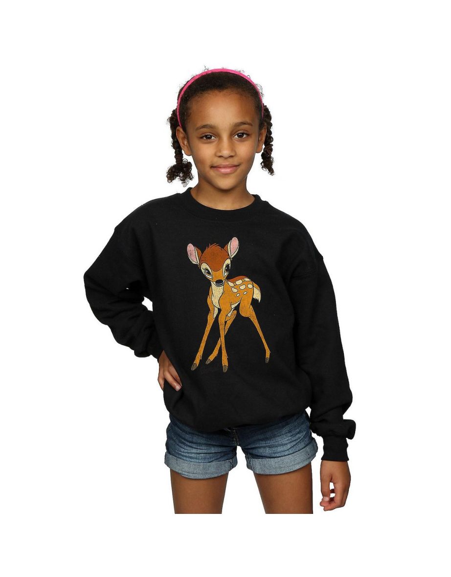 Bambi Girls Classic Cotton Sweatshirt - Black