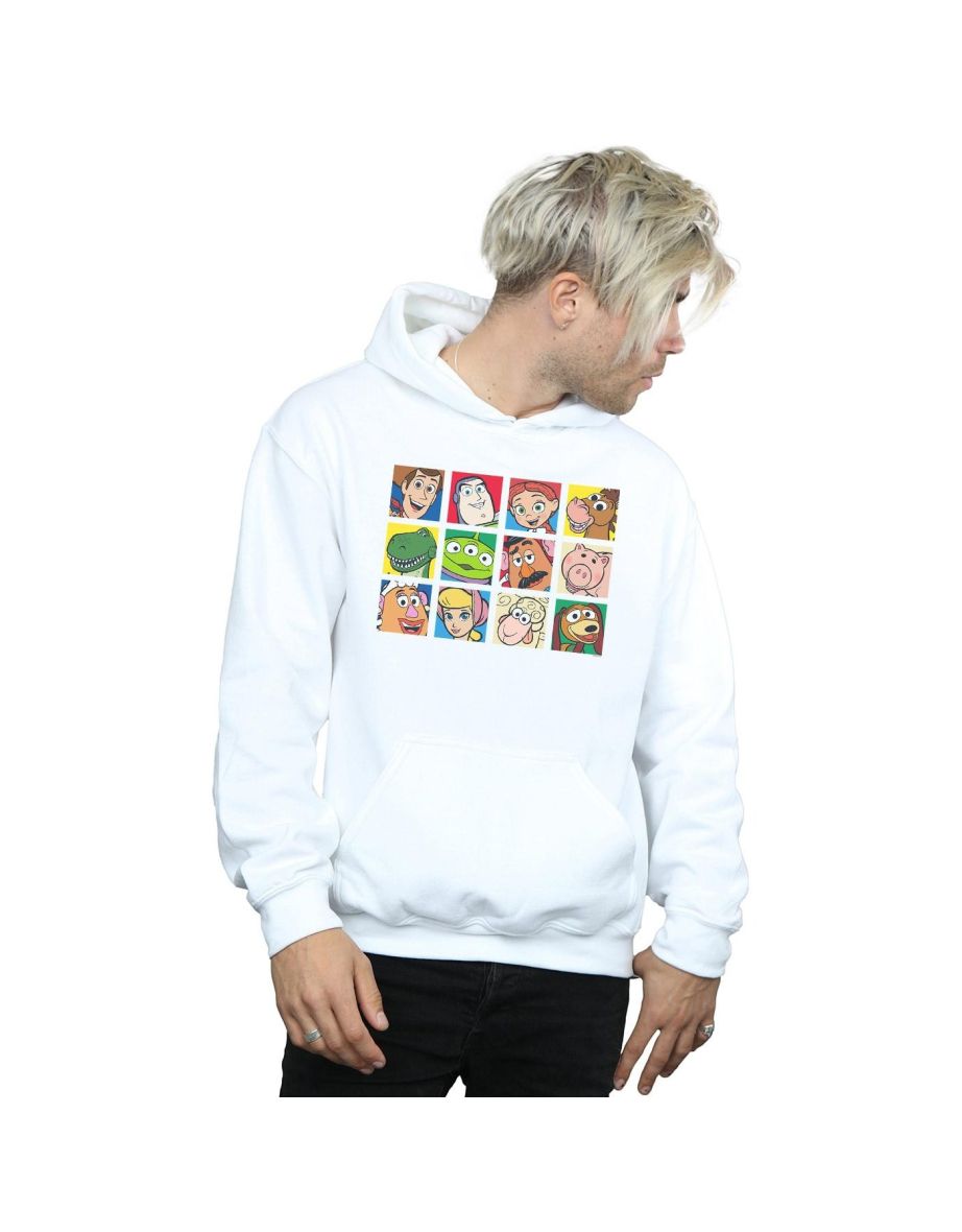 Disney Mens Toy Story Character Squares Hoodie - White