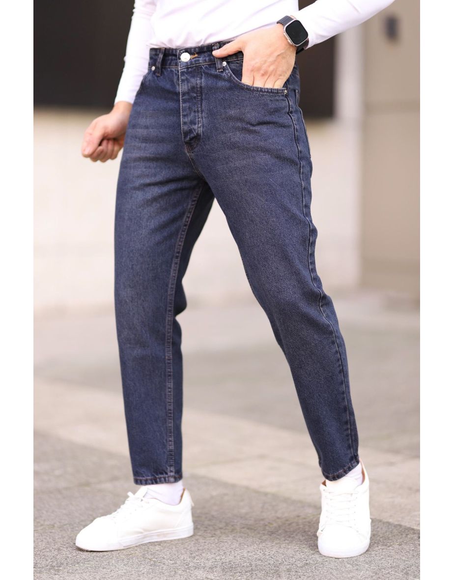 Navy Blue Men's Boyfriend Jeans Trousers