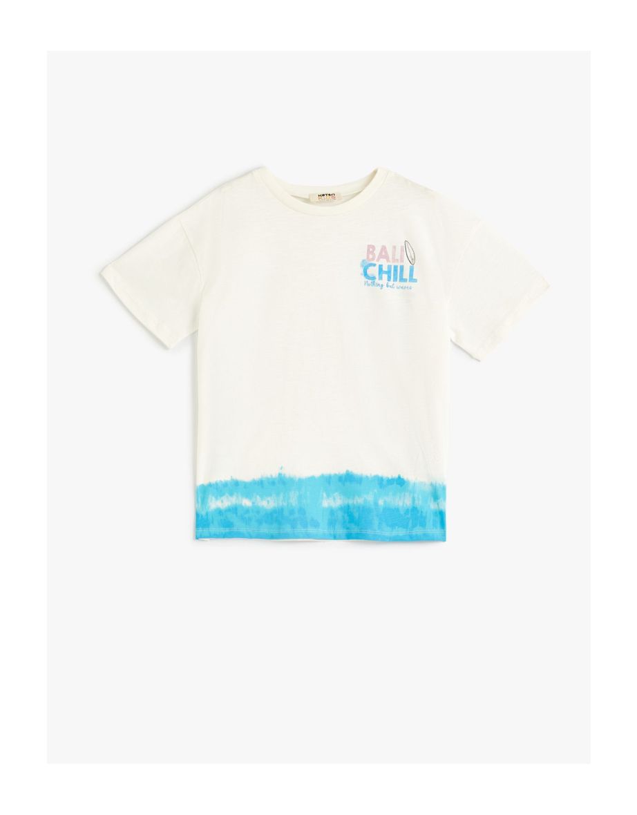 Oversize T-Shirt Batik Print Detailed Short Sleeve Crew Neck Cotton