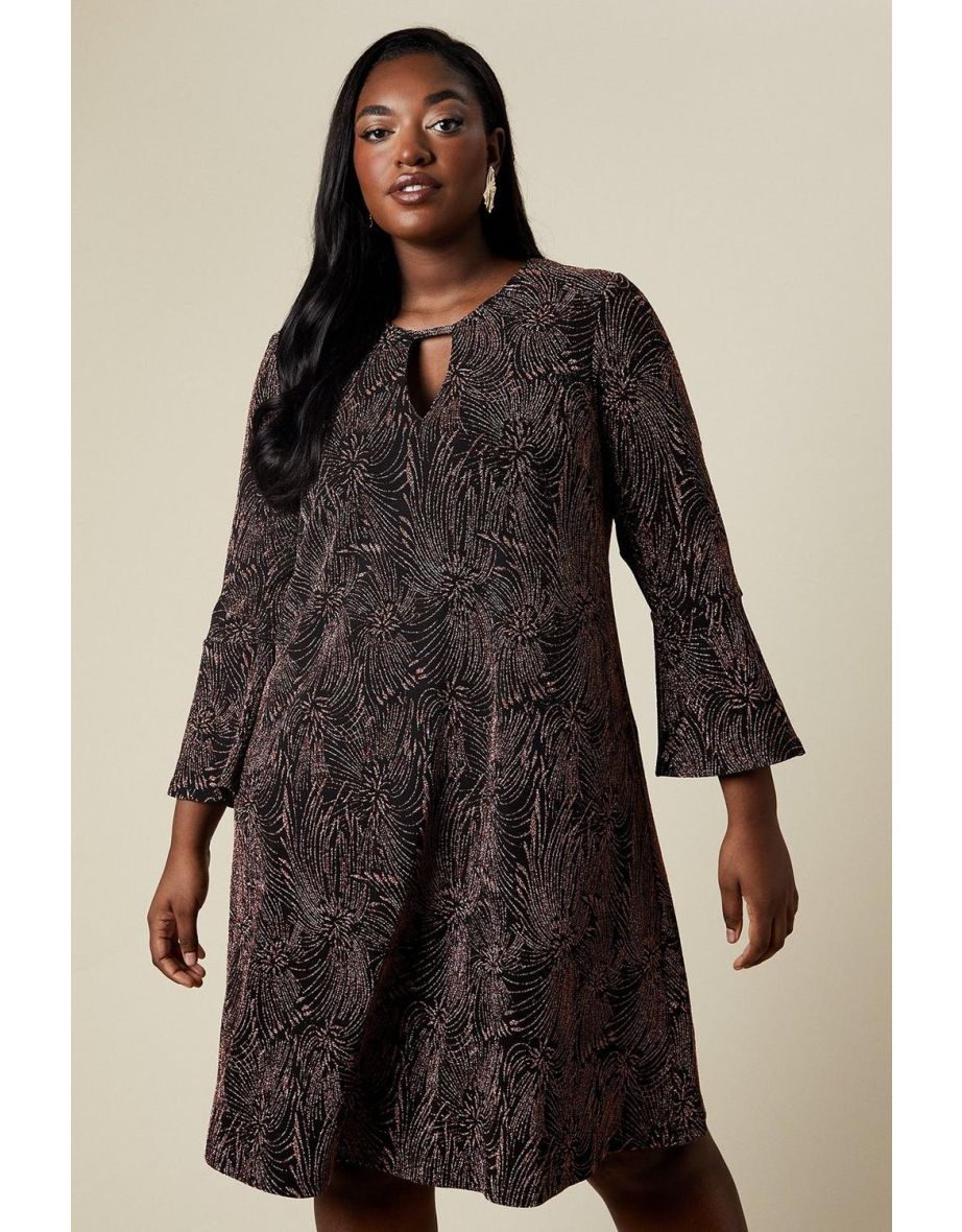 Curve Metallic Print Jersey Shift Dress - 3