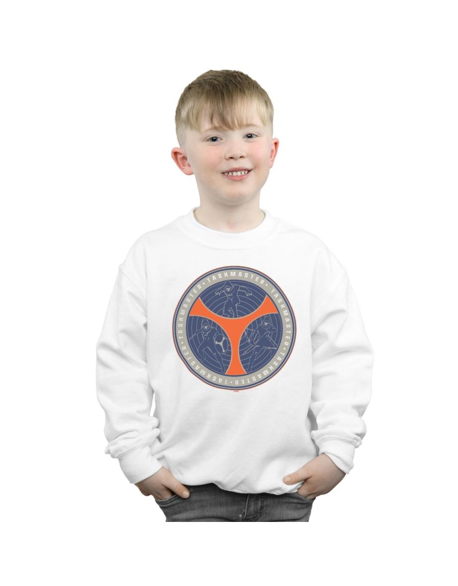 Marvel Boys Black Widow Movie Taskmaster Shield Poses Sweatshirt - White