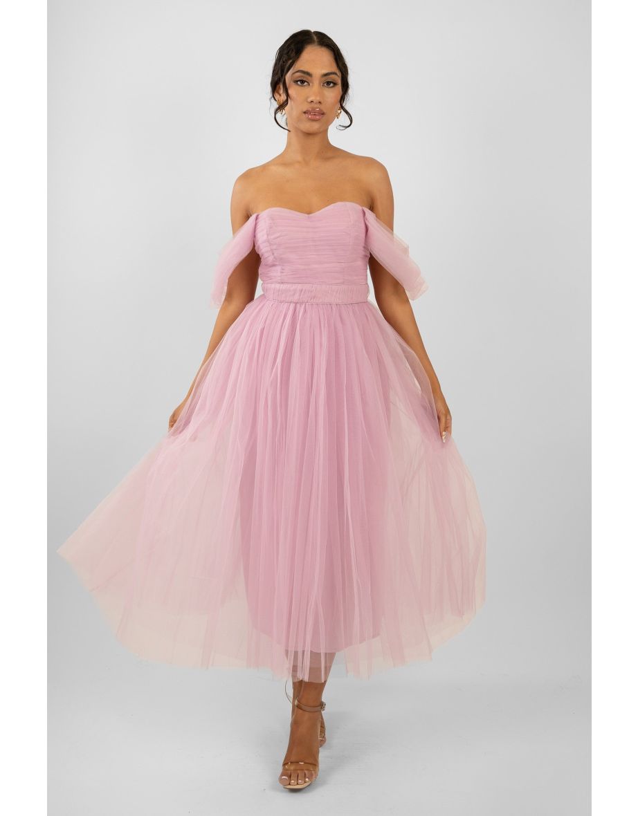 Melbourne Tulle Midaxi Dress in Pink
