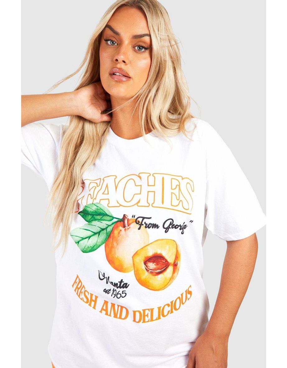 Plus Oversized Peaches T-shirt - white - 3