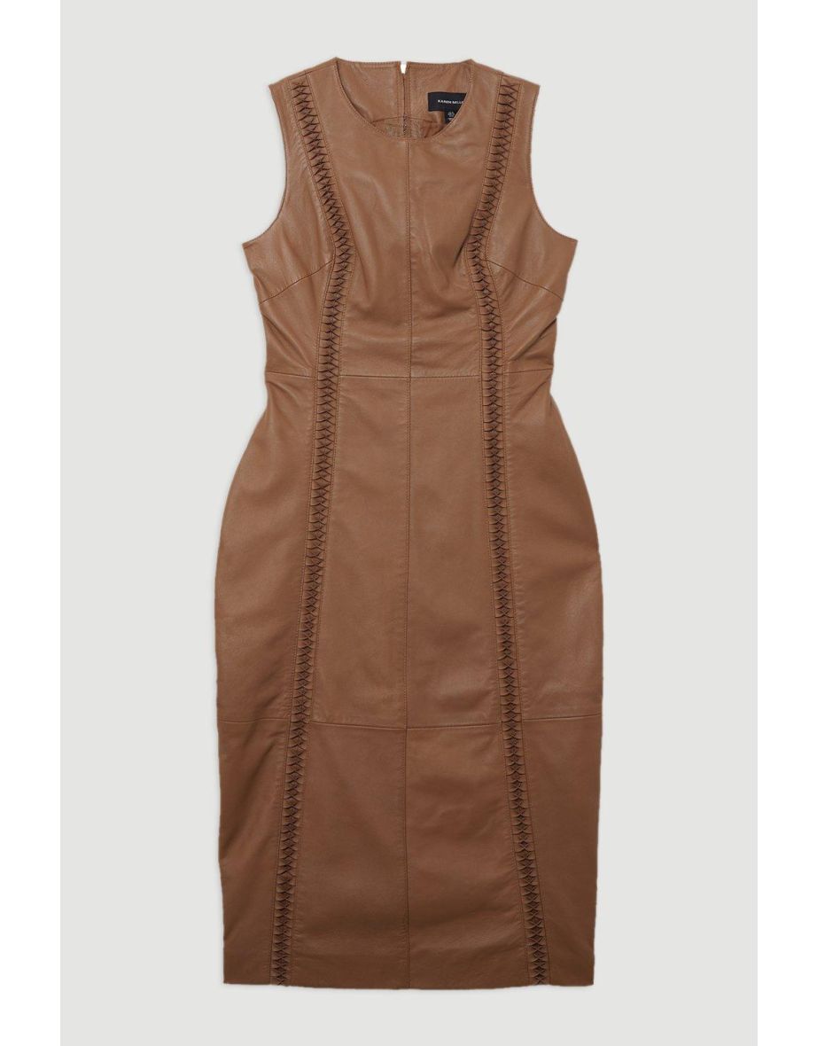 Leather Twist Detail Sleeveless Mini Dress - 4