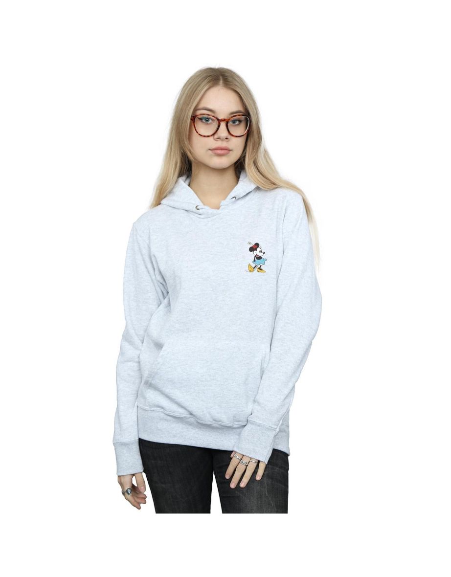 Disney Womens/Ladies Minnie Mouse Kick Chest Hoodie - Heather Grey