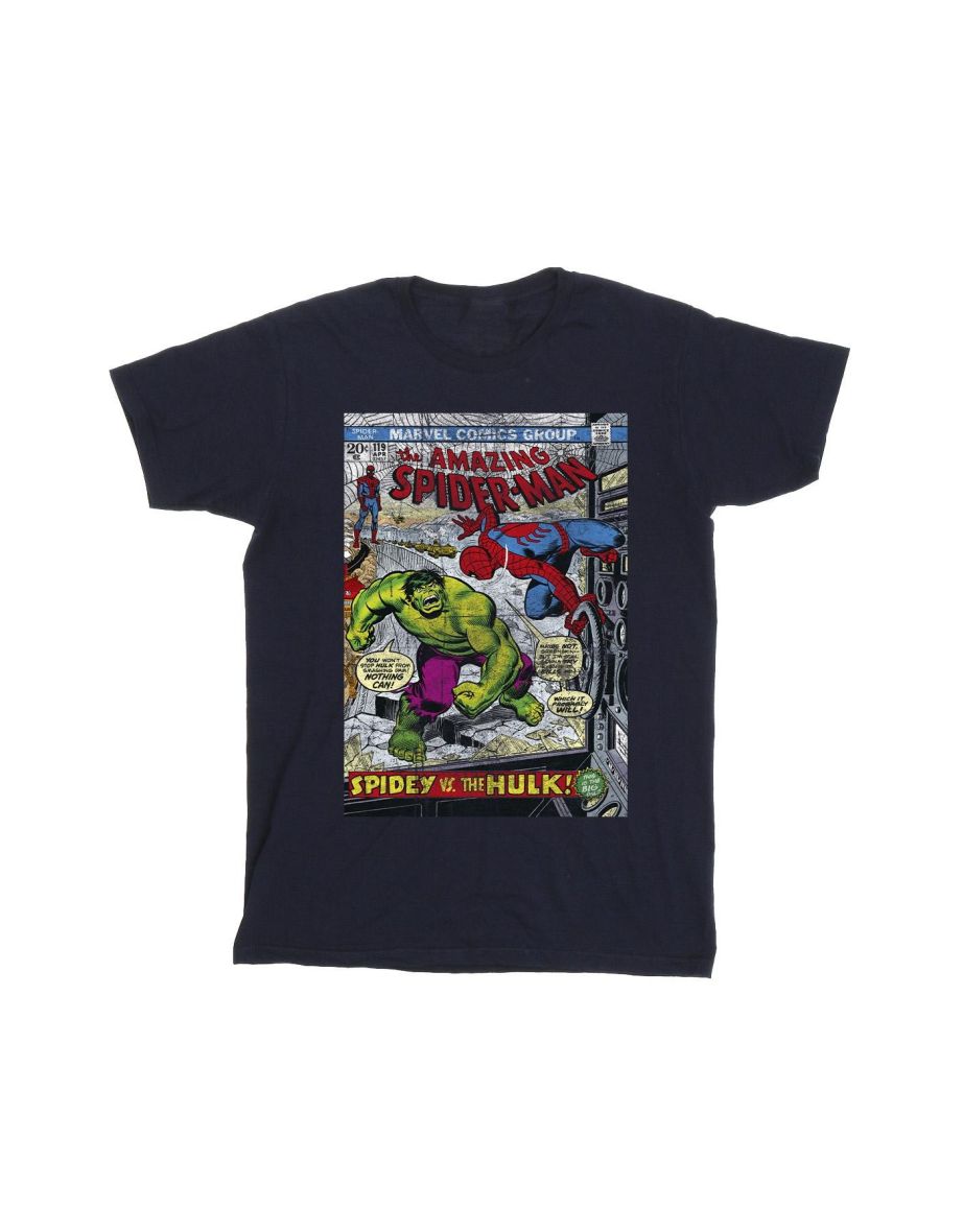 Marvel Boys Spider-Man VS Hulk Cover T-Shirt - Navy Blue - 1