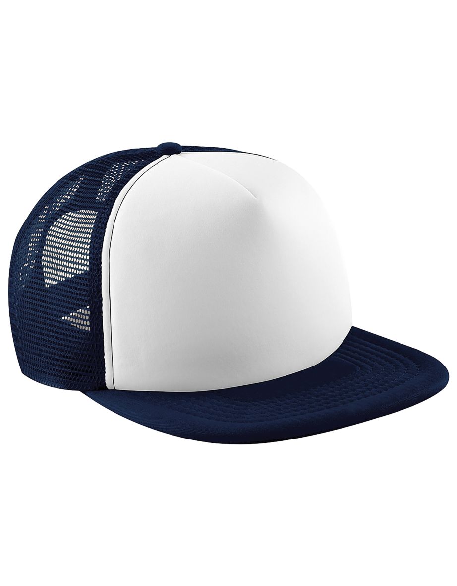 Beechfield Vintage Plain Snap-Back Trucker Cap - French Navy/White