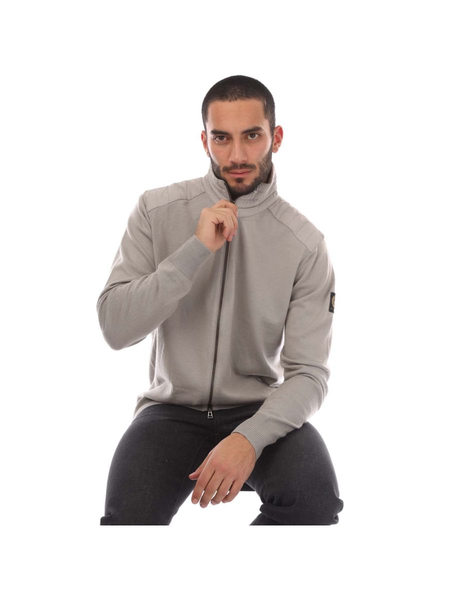 Men's Belstaff Merino Wool Kebly Zip Cardigan in Grey - 3