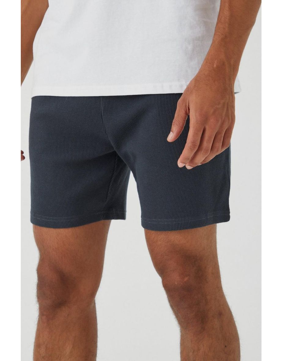 Loose Fit Short Length Waffle Short - charcoal - 2
