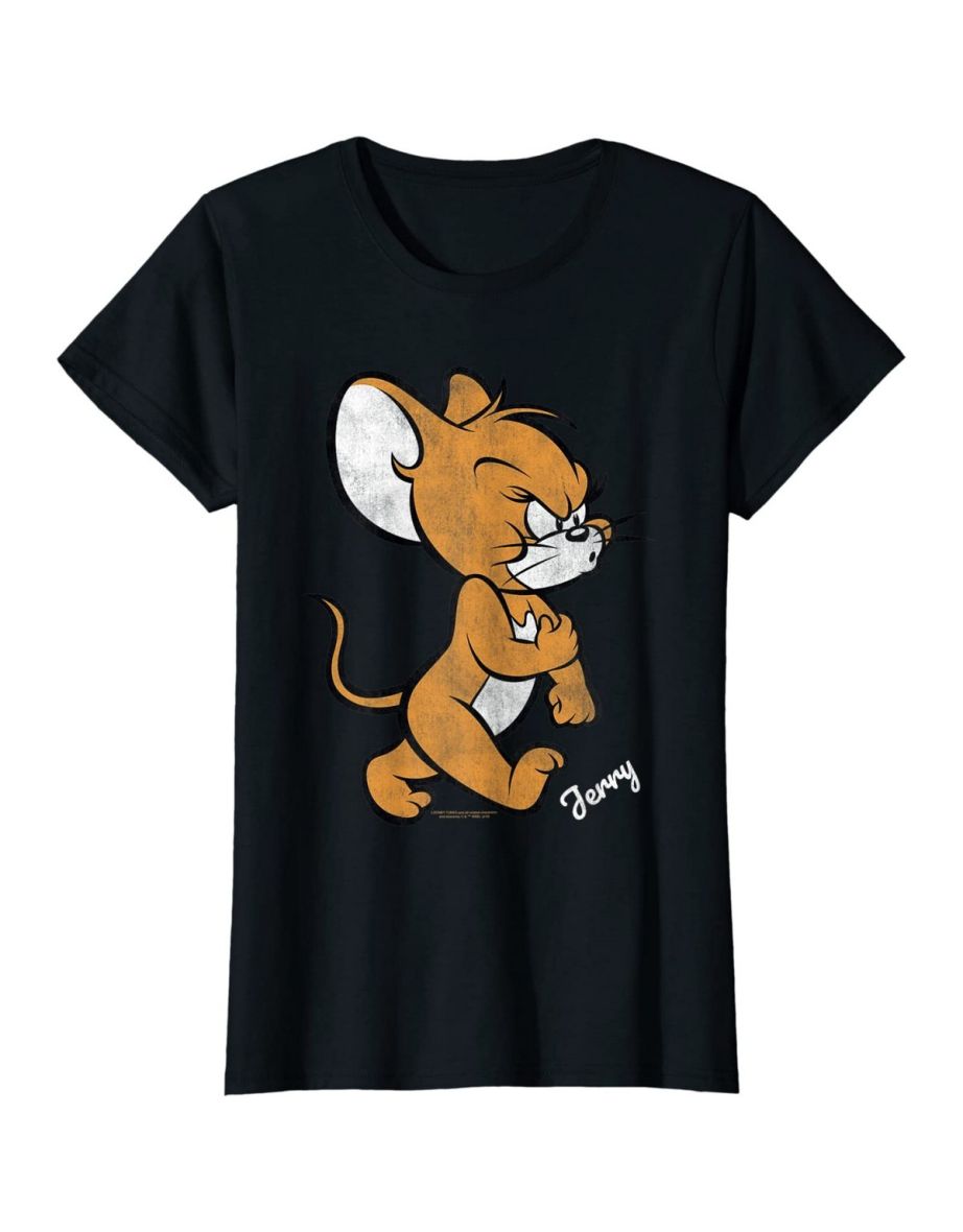 Tom and Jerry Womens/Ladies Angry Mouse Cotton T-Shirt - Black