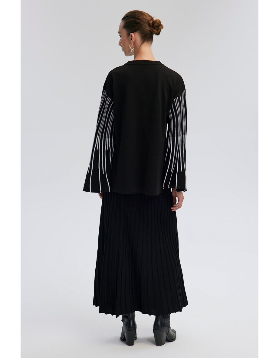 STRIPE DETAILED KNITWEAR TUNIC SKIRT SET - 4