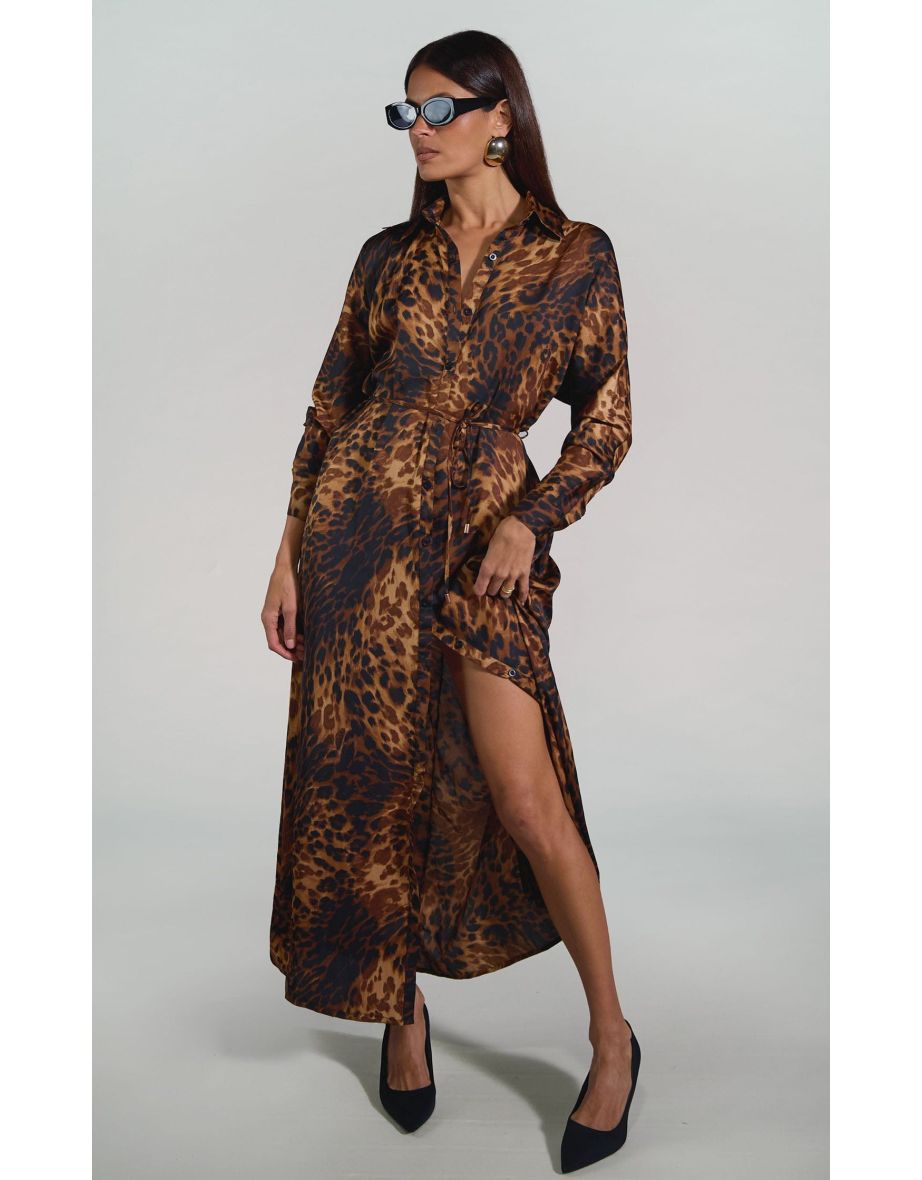 Paris Shirt Dress in Luxe Leopard - 4