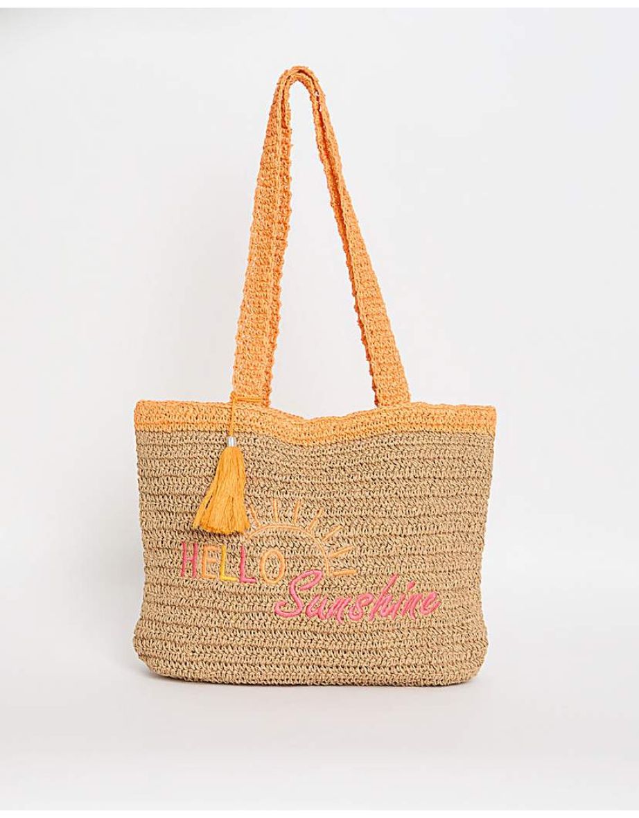 Hello Sunshine Slogan Beach Bag