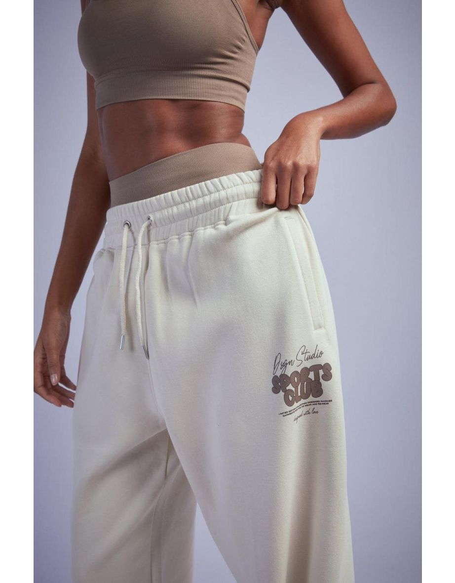 Dsgn Studio Sport Bubble Slogan Cuffed Oversized Jogger - stone - 3
