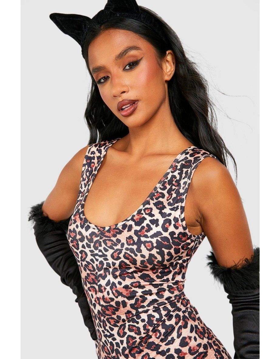 Petite Leopard Print Unitard - brown - 3