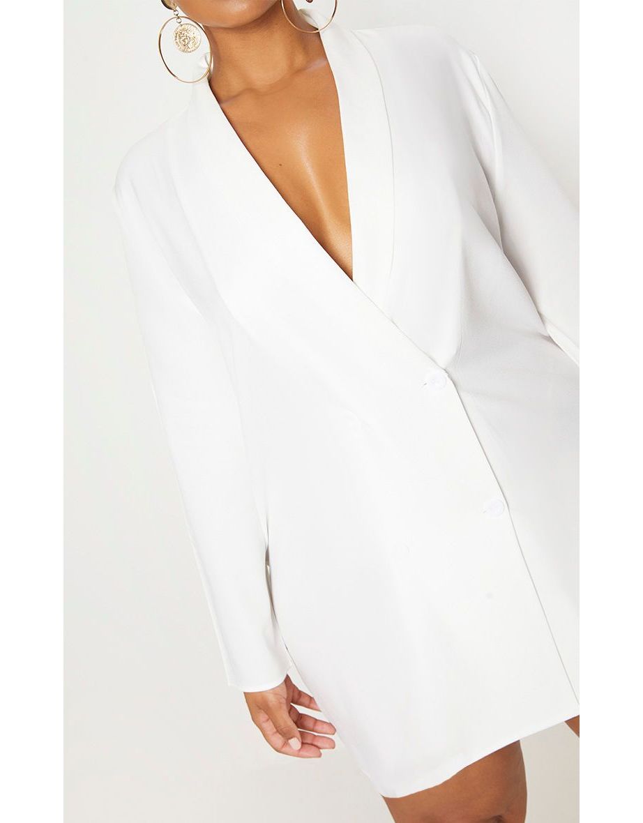 Plus White Oversized Blazer Dress - 4