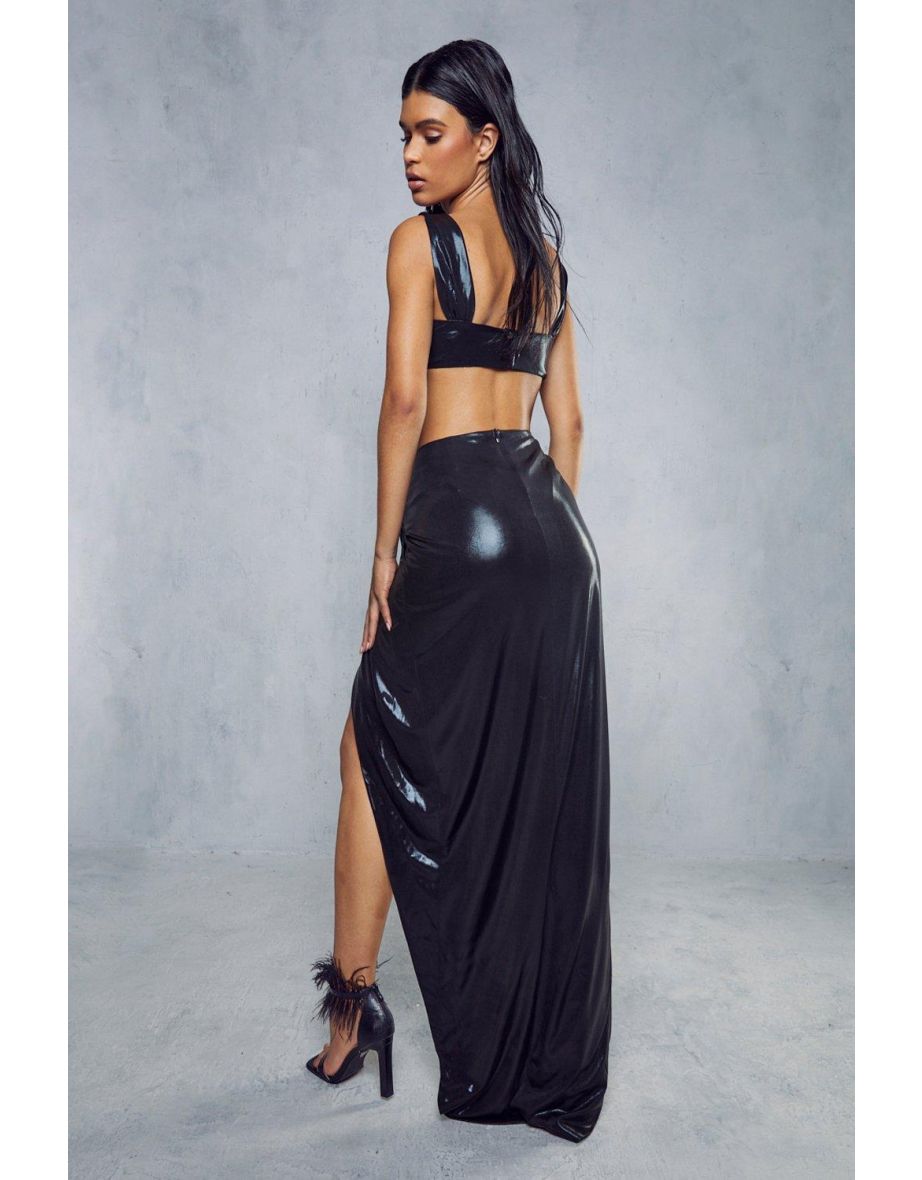 Metallic Ruched Maxi Skirt Co-ord - 2