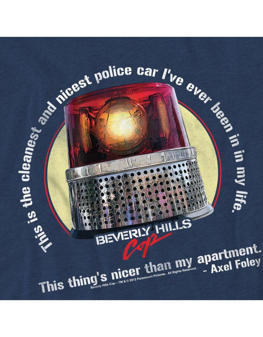 Beverly Hills Cop Unisex Adult Nicest Police Car T-Shirt - Navy - 3