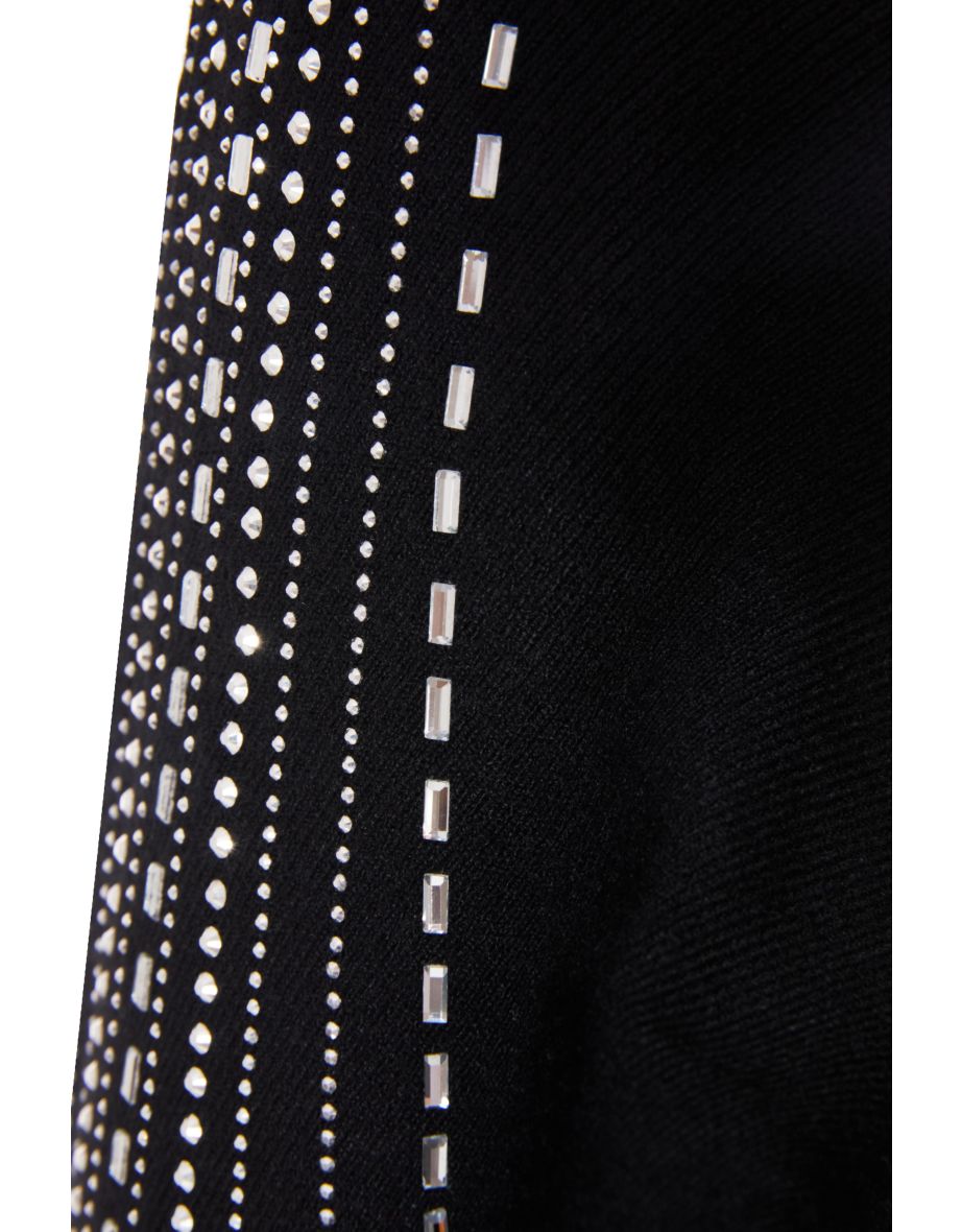 Black Knitted Diamante Jumper - 5