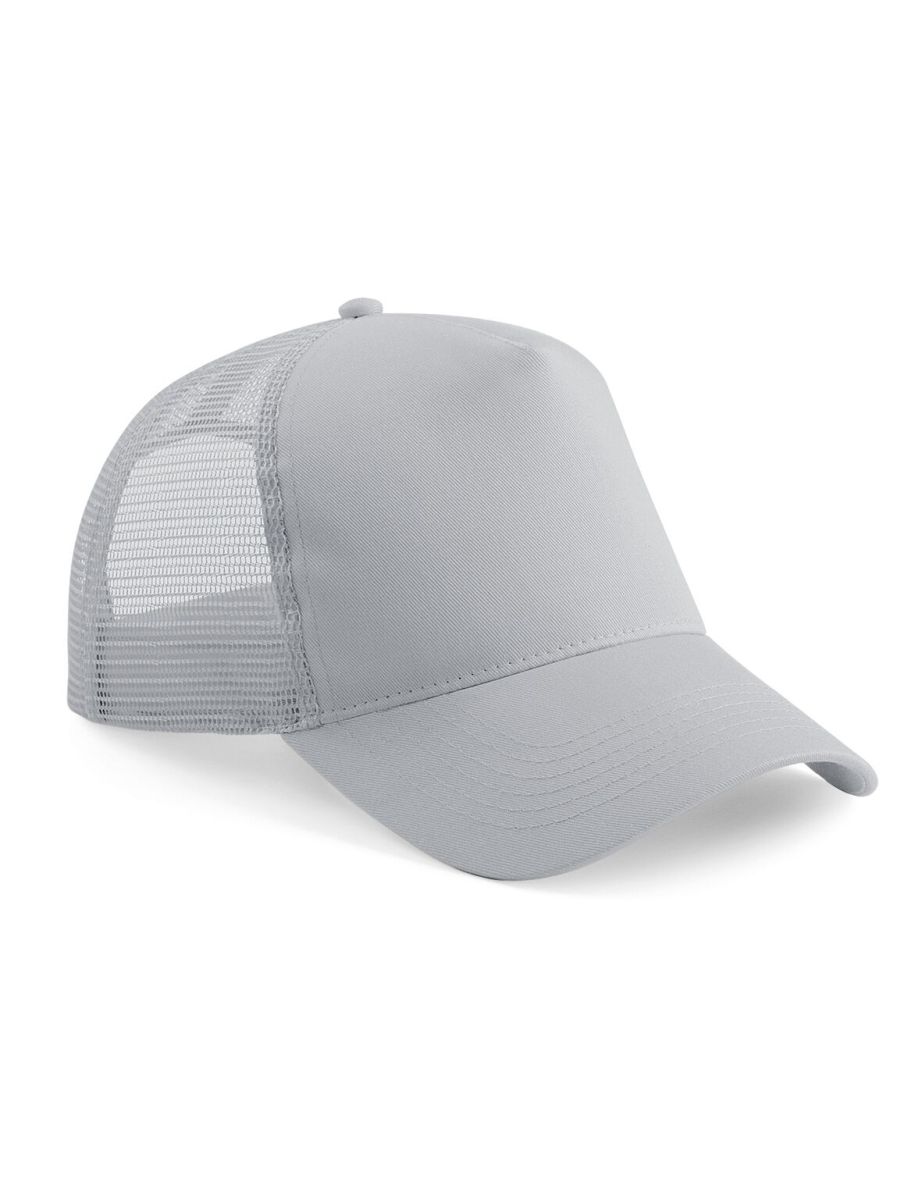 Beechfield Mens Half Mesh Trucker Cap / Headwear (Pack of 2) - Light Grey/Light Grey