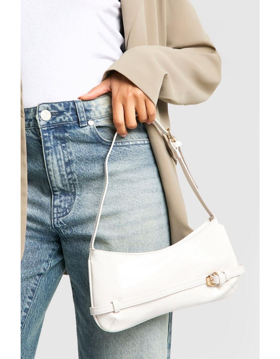 Vinyl Buckle Detail Shoulder Bag