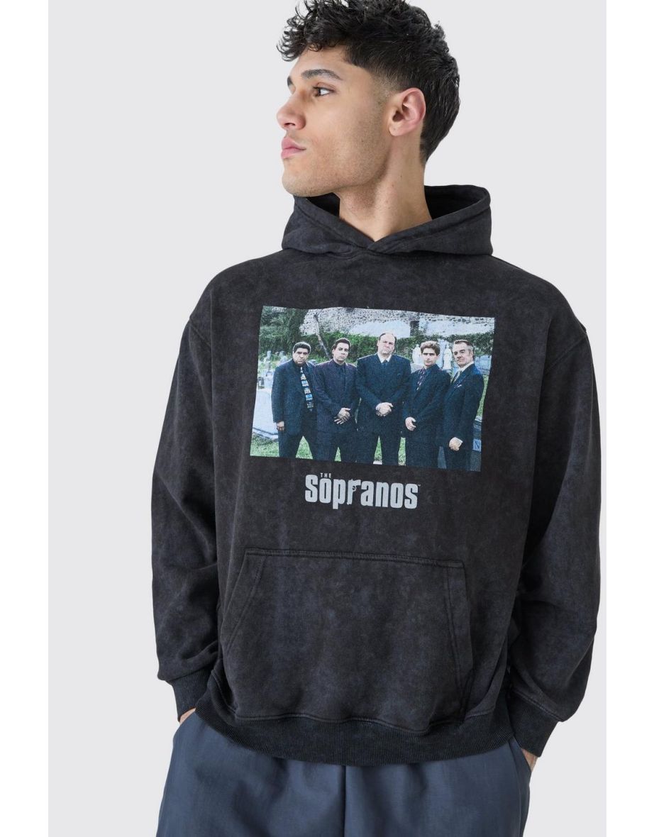 Oversized Washed Sopranos License Hoodie - charcoal - 2