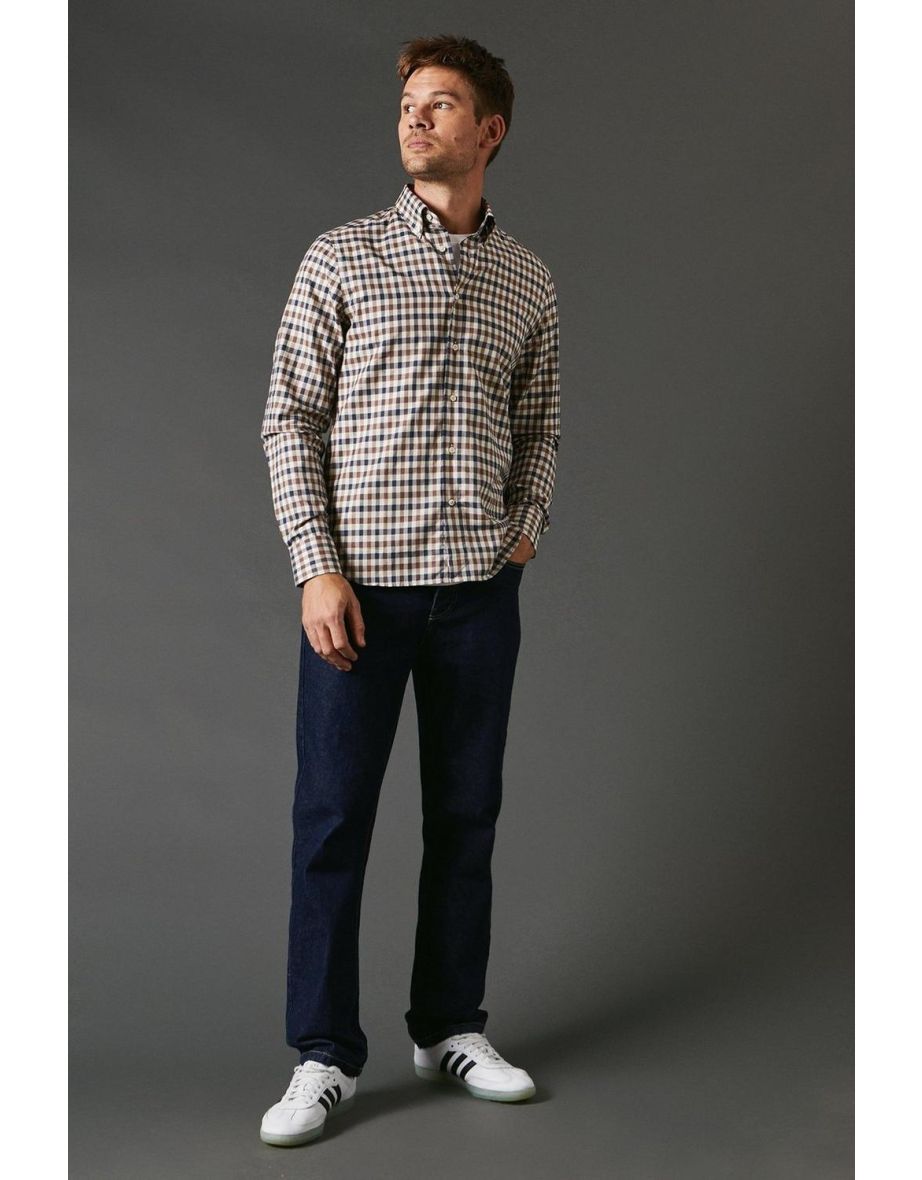 Active Club Check Long Sleeve Shirt Cream