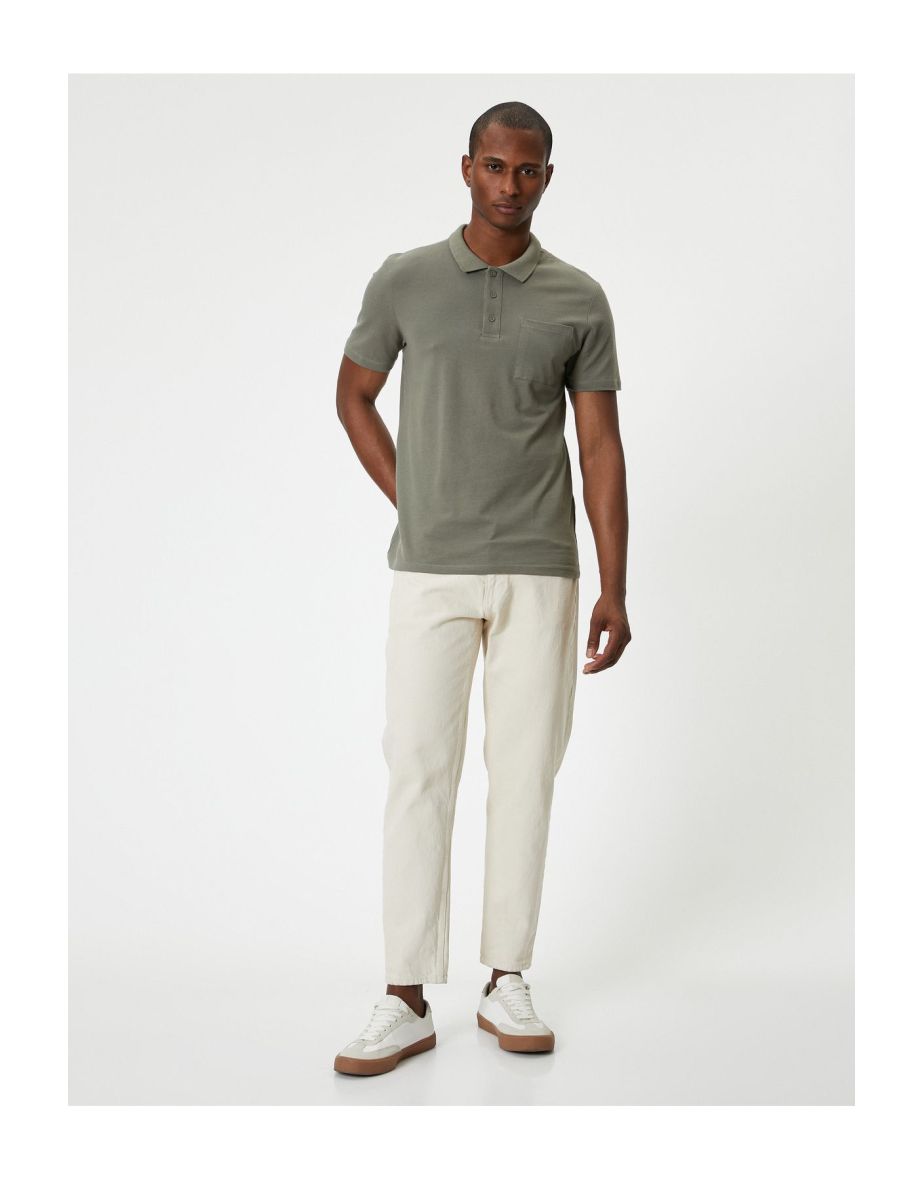 Shop Polo Neck T Shirt Slim Fit Pocket Detailed Buttoned Online in Bahrain VogaCloset