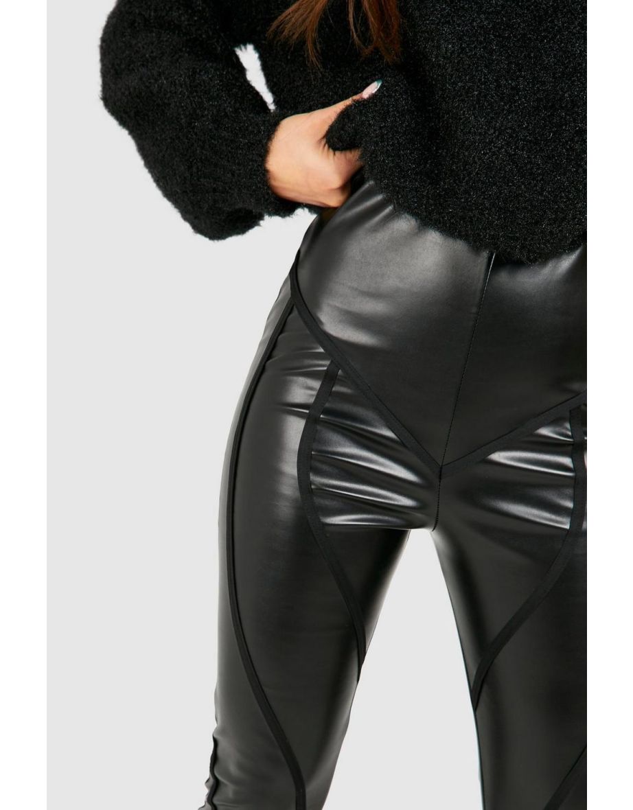 Wet Look Thigh Contouring Legging - black - 3