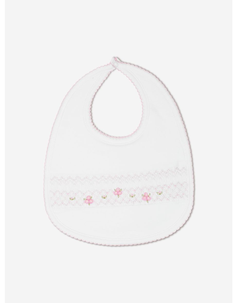 Baby Girls Smocked Bib in White
