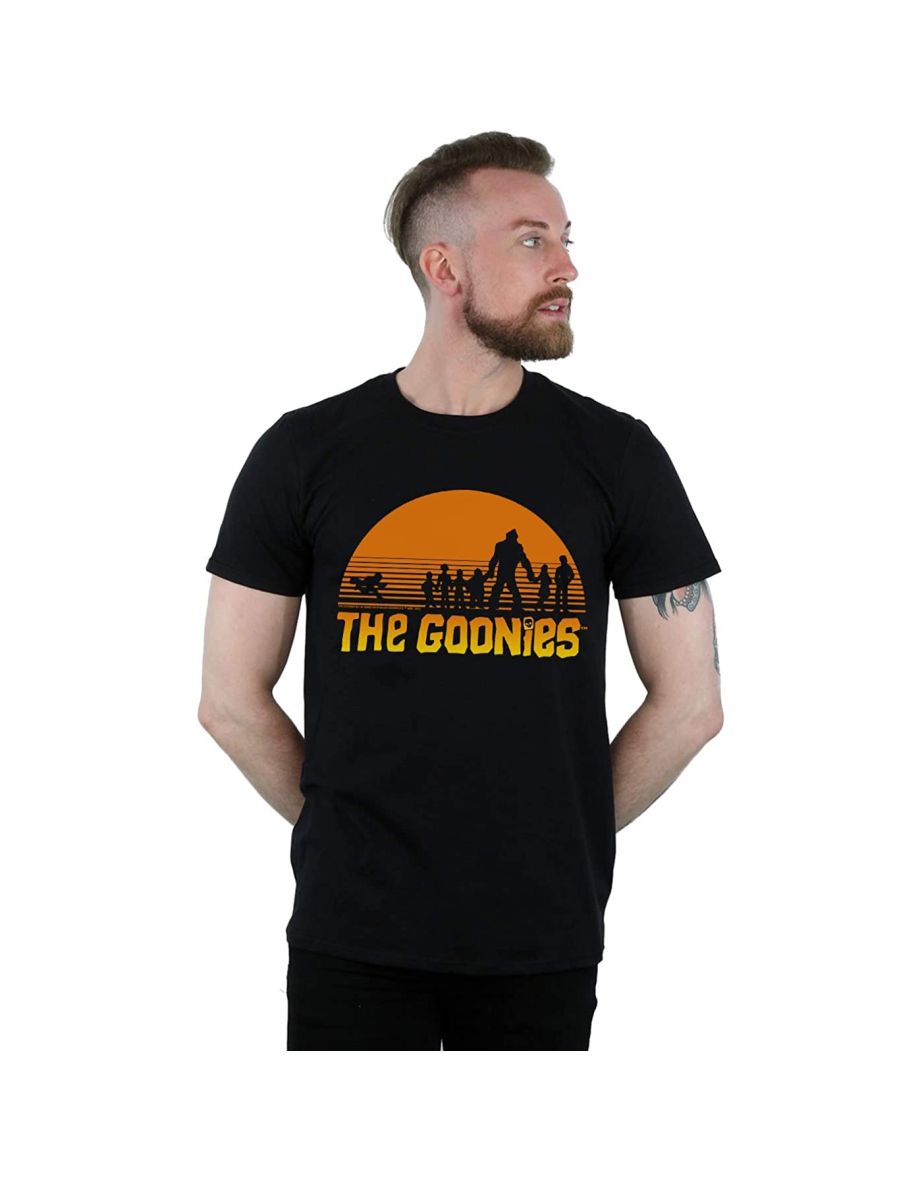 The Goonies Unisex Adult Sunset T-Shirt - Black/Orange